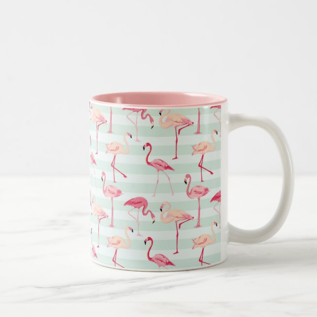 Retro Flamingos på Mintrandar Två-Tonad Mugg (Höger)