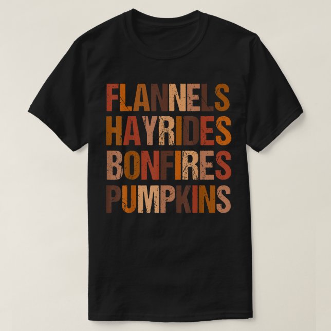 Retro Flannels Hayrides Bonfires Pumpkins Fall Sea T Shirt (Design framsida)