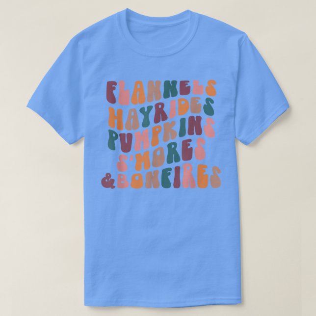 Retro Flannels Hayrides Pumpkins S mores Bonfire T Shirt (Design framsida)