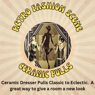 Retro Flapper Dancers Black Guld Knopp