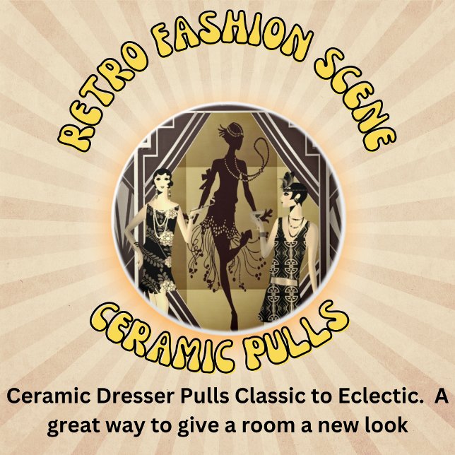 Retro Flapper Dancers Black Guld Knopp (Skapare uppladdad)