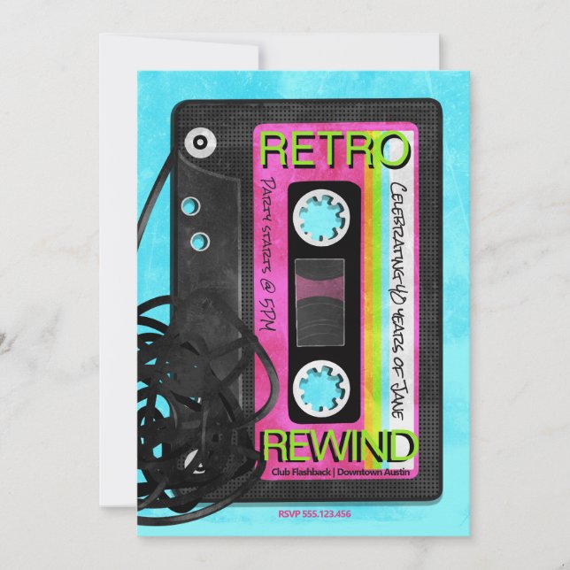 Retro Flashback-Födelsedagsfest Inbjudningar (Framsida)