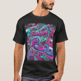 Retro Flashback Roligt Roller Skate and Cassette A T Shirt