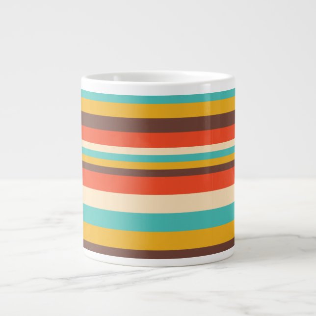 Retro flerstripeg mönster jätte stor mugg jumbo mugg (Framsidan)