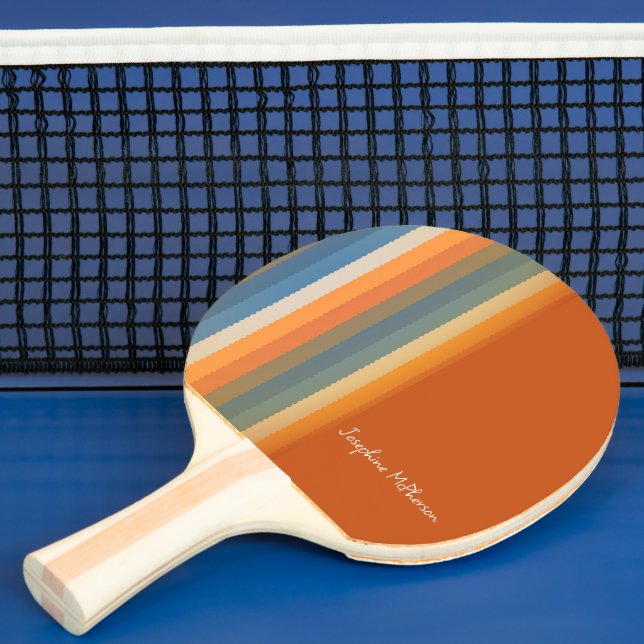 Retro flervärgs pastellränder anpassa-Namn Pingisracket (Insitu)