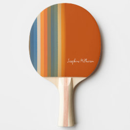 Retro flervärgs pastellränder anpassa-Namn Pingisracket
