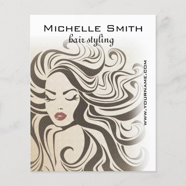 Retro-flicka med vågigt hårhårstämpel flygblad (Framsidan)