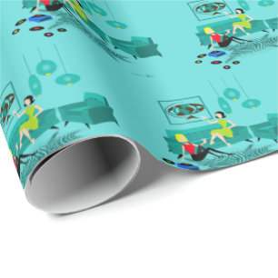 Retro flicka natt, i inpackning av papper presentpapper