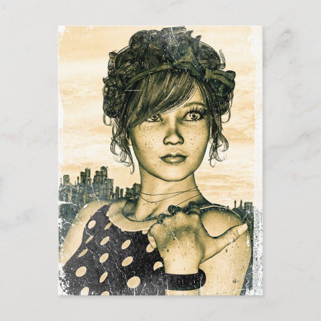 Retro flicka vykort (Framsida)