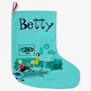 Retro Flickans natt i julklapp Stor Julstrumpa