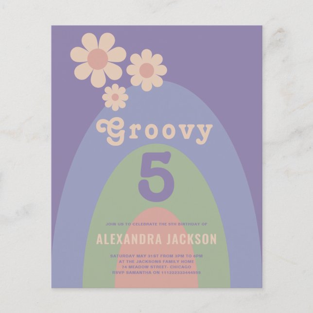 Retro-flickiga flickors födelsedagsfest budget flygblad (Framsidan)