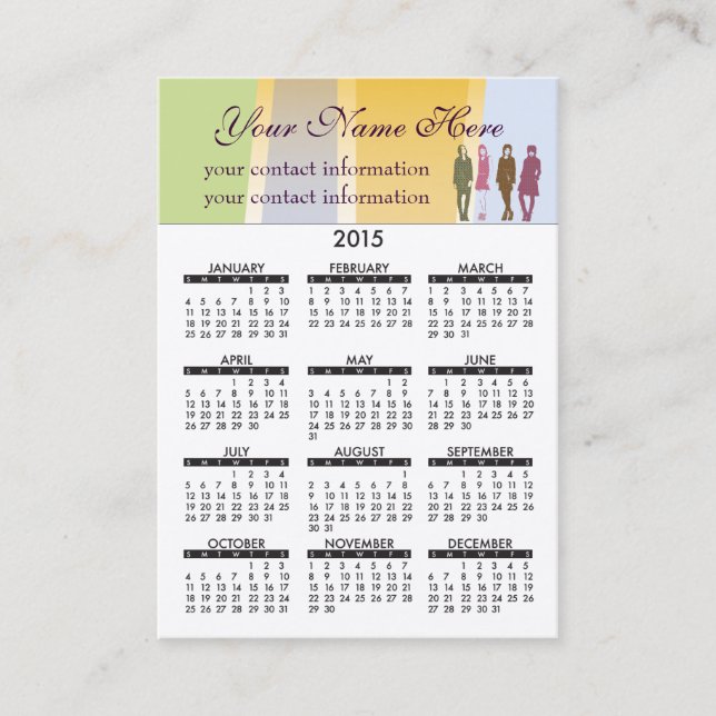 Retro flickor för visitkortkalender visitkort (Framsida)