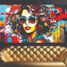 Retro Flickor Graffiti Konst Poster
