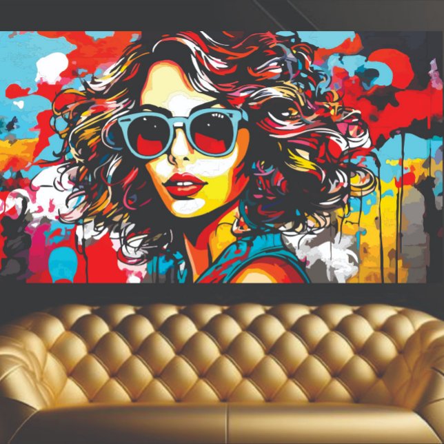 Retro Flickor Graffiti Konst Poster (Retro Girl At)