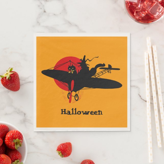 Retro Flies Witch Party Napkins Pappersservett (Insitu)