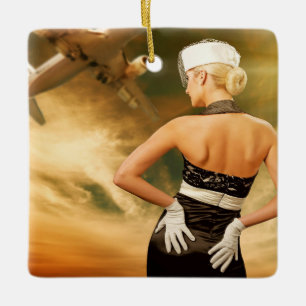 Retro Flight Attendant - SRF Julgransprydnad Keramik