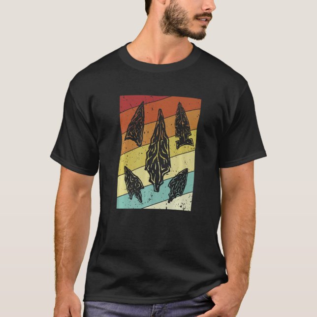 Retro Flint Artifact Rocks Hunter Arrowhead Collec T Shirt (Framsida)