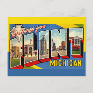 Retro Flint Michigan Hälsning Vykort
