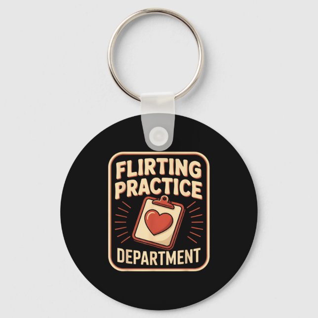 Retro Flirting Practice Department Funny Valentine Nyckelring (Framsida)