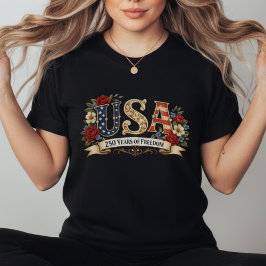 Retro Floral American Anniversary T Shirt