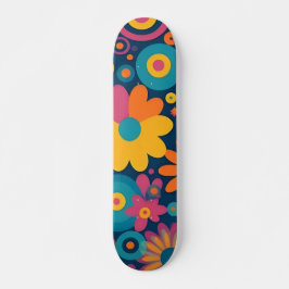 Retro Floral Burst Mini Skateboard Bräda 18,5 Cm