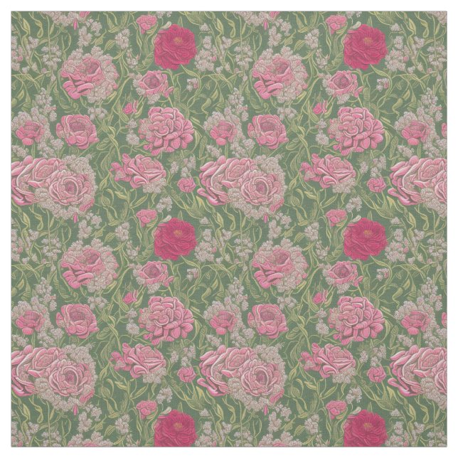 Retro Floral Design Fabric Tyg (Provkarta)