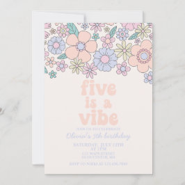 Retro Floral Five är en stämning 5-årsdag Inbjudningar