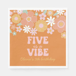 Retro Floral Five är en stämning 5-årsdag Pappersservett