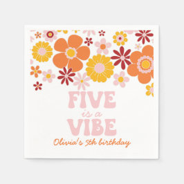 Retro Floral Five är en stämning 5-årsdag Pappersservett