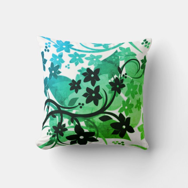 [Retro Floral] Greenleaf Botanisk Grafisk Design Kudde (Framsida)