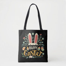 Retro Floral Happy Easter Bunny Boho Spring Tygkasse