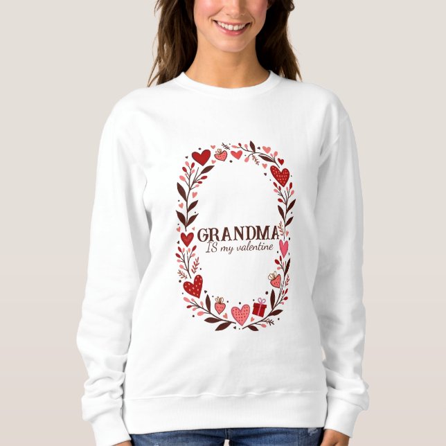 Retro Floral Heart Valentine Custom Grandma Mom T Shirt (Framsida)