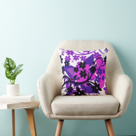 [Retro Floral] Lila Botanisk Grafisk Design Kudde