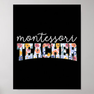 Retro Floral Montessori Lärar Instruktör Utbildare Poster