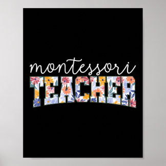 Retro Floral Montessori Lärar Instruktör Utbildare Poster