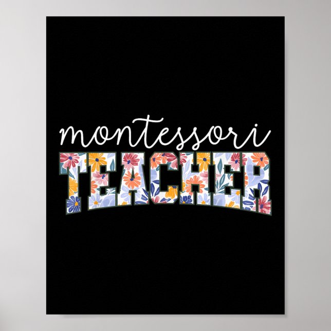 Retro Floral Montessori Lärar Instruktör Utbildare Poster (Framsidan)