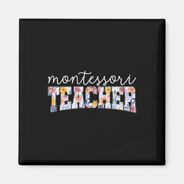 Retro Floral Montessori Teacher Instructor Educato Magnet (Framsidan)