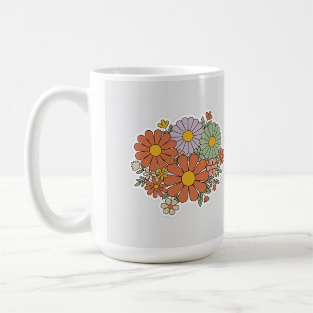 Retro Floral Mug – Vintage Daisy & Wildflowers  Kaffemugg (Vänster)