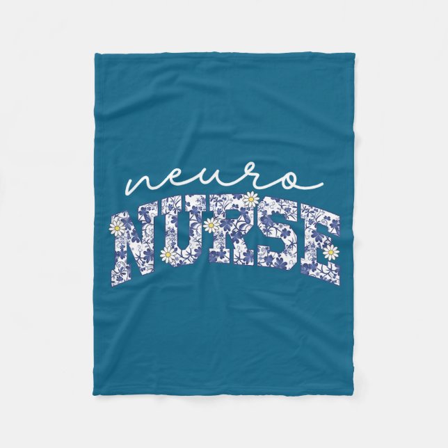 Retro Floral Neuro Nurse Neurology Neurologist Rn  Fleecefilt (Framsidan)