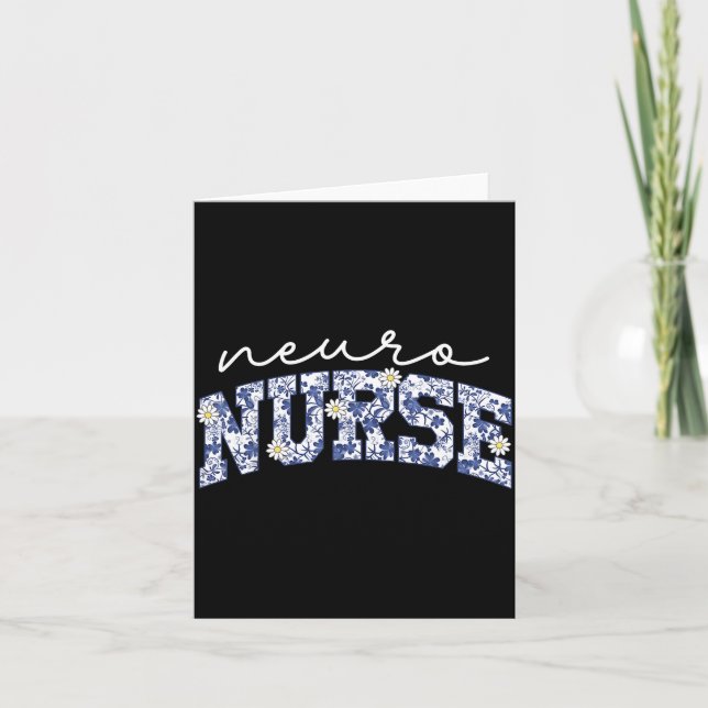 Retro Floral Neuro Nurse Neurology Neurologist Rn  Kort (Framsida)