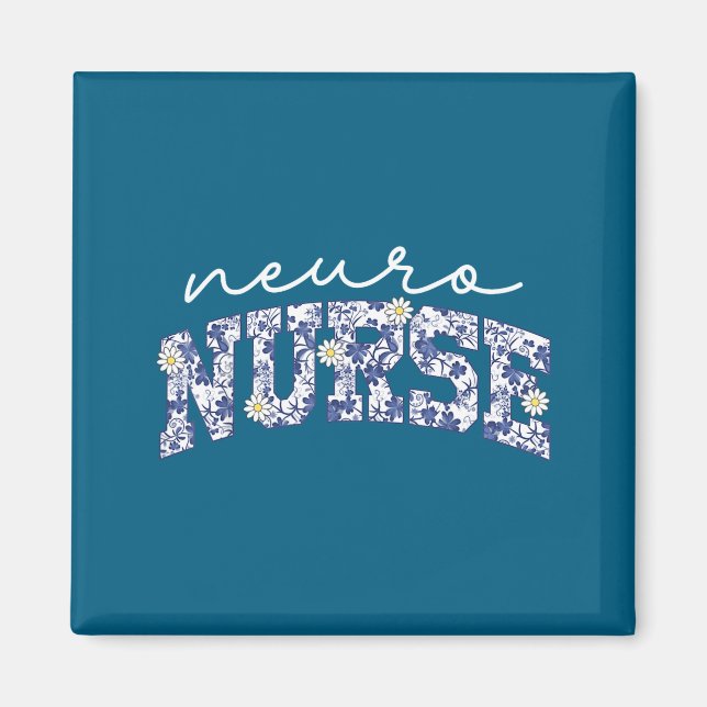 Retro Floral Neuro Nurse Neurology Neurologist Rn  Magnet (Framsidan)