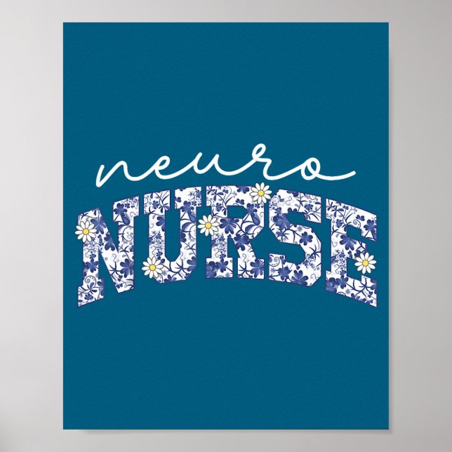 Retro Floral Neuro Nurse Neurology Neurologist Rn  Poster (Framsidan)