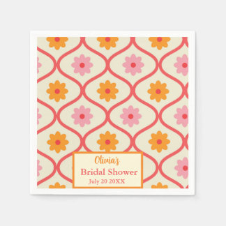 Retro Floral Ogee Mid-Century Modern Bridal Shower Pappersservett
