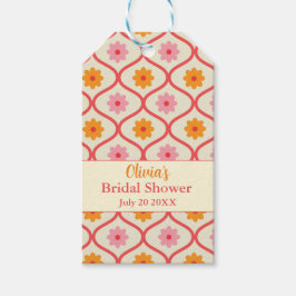 Retro Floral Ogee Mid-Century Modern Bridal Shower Presentetikett