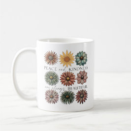 Retro Floral Peace and Kindness Kaffemugg