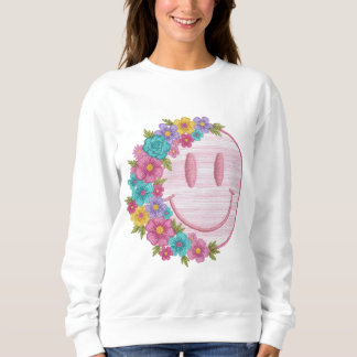 Retro Floral Smiley Face PNG Sublimation Design  T Shirt