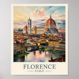 Retro Florence Duomo-katedralen Vattenfärg Himmel Poster