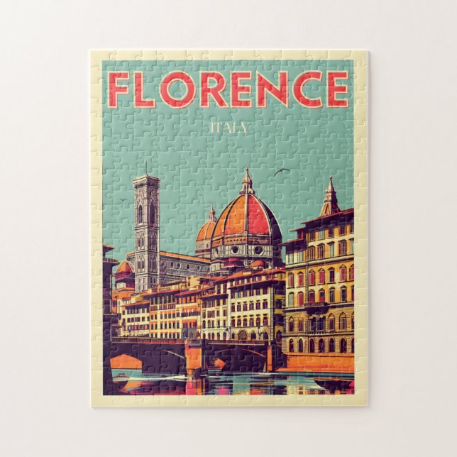 Retro Florence, förstena italiens resecheckar Pussel (Vertikal)