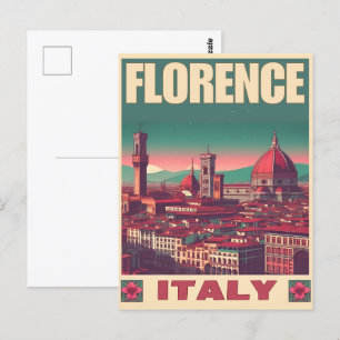 Retro Florence, förstena italiens resecheckar Vykort