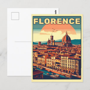 Retro Florence, förstena italiens resecheckar Vykort